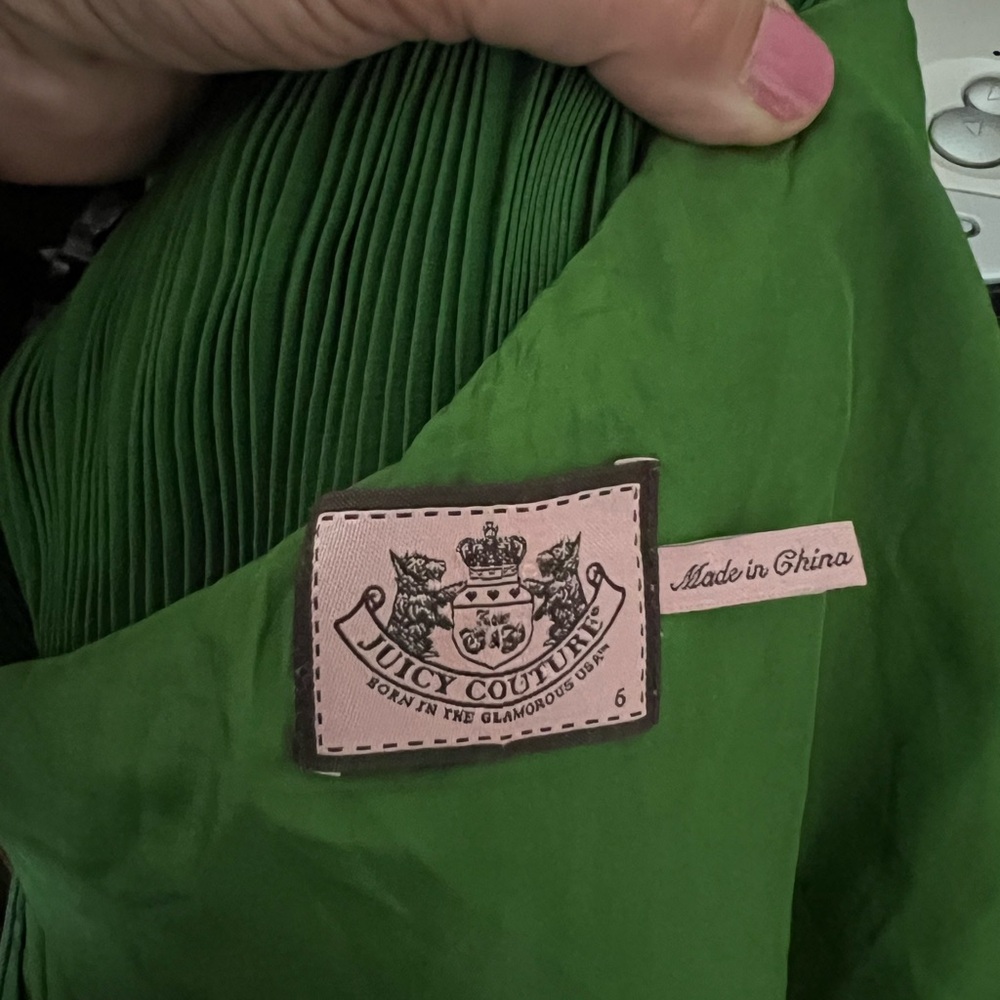✅🆕JUICY COUTURE Green Ruched One-Shoulder ruffle maxi dress - Picture 7 of 9